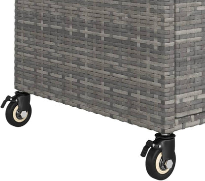 Outdoor Rolling Wicker Bar Cart with Drawer, Portable Bar Cart with Wheels, Patio Kitchen Island Cart for Pool Deck Backyard, Gray 39.4"x17.7"x38.2" Poly Rattan -461