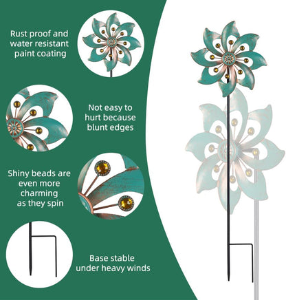 VEWOGARDEN Garden Decor Wind Spinners, Small Waterproof Metal Pinwheels Wind Spinner for Yard and Garden 37 * 10inches (Single Blade)