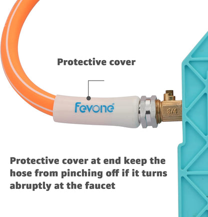 Fevone 100 ft x 5/8" Heavy Duty Garden Hose, Drinking Water Safe, Flexible & Kink-Free Hybrid Polymer Water Hose, Lightweight Outdoor Hose with 3/4" Solid Aluminum Fittings