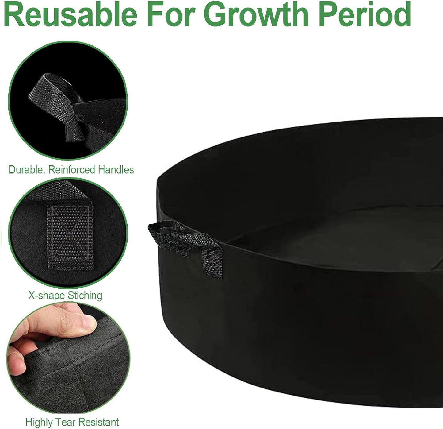 50 Gallon Plant Grow Bags, Large Fabric Raised Garden Bed with Handles, Durable Garden Beds Planters Aeration Gardening Container to Grow Vegetables for Outdoor Plants