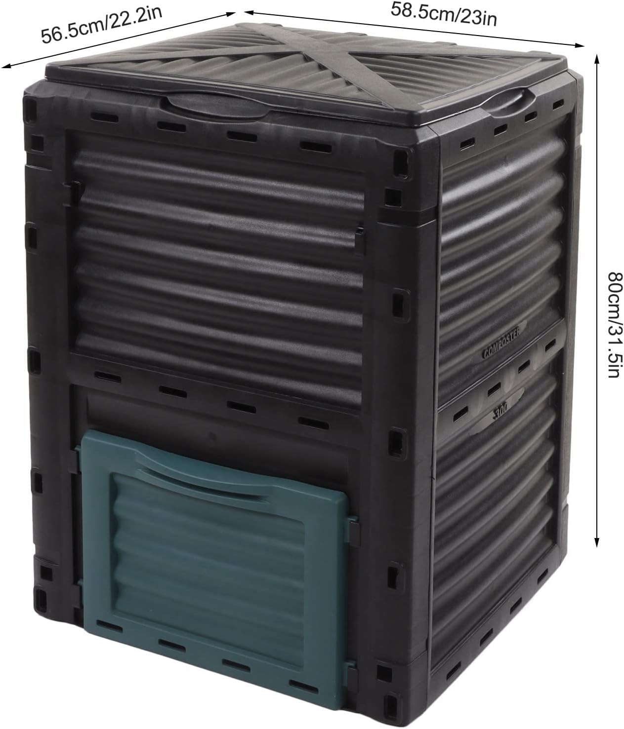 Large Capacity Compost Bin with Vent and Hinged Cover for Kitchen Garden Outdoor