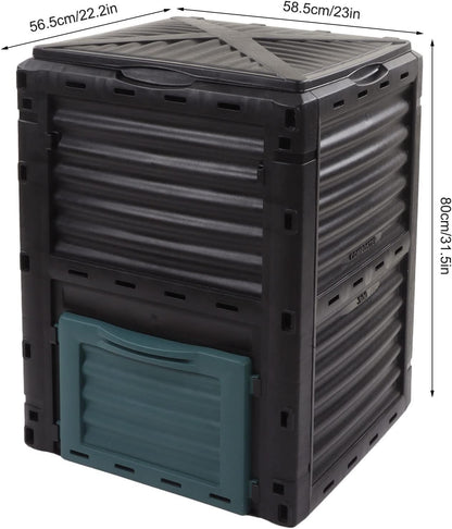 Large Capacity Compost Bin with Vent and Hinged Cover for Kitchen Garden Outdoor