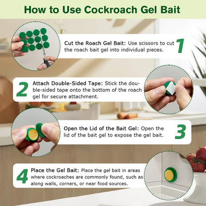36 Pack Cockroach Gel Bait, Highly Effective Roach Killer Indoor Infestation Solution, Fast Acting Cockroach Killer Indoor Home Kitchen Use, Easy to Apply & No Mess Roach Bait, Long-Lasting