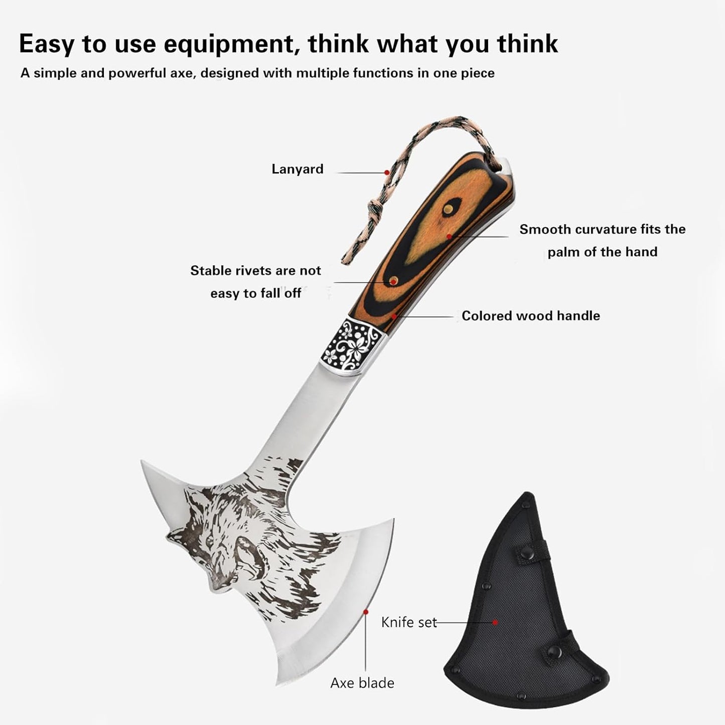 Multi-Functional Outdoor Axe - Garden Hatchet for Camping, Survival, and Tree Cutting - Portable Durable Design for Outdoor Enthusiasts