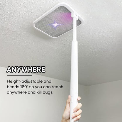 BANU Electric Fly Swatter Bug Zapper Racket, 180-Degree Folding, Adjustable 2-in-1 Mosquito Killer Lamp, Rechargeable 1200mAh Battery, 3-Layer Safety Mesh, Suitable for Indoor and Outdoor Use