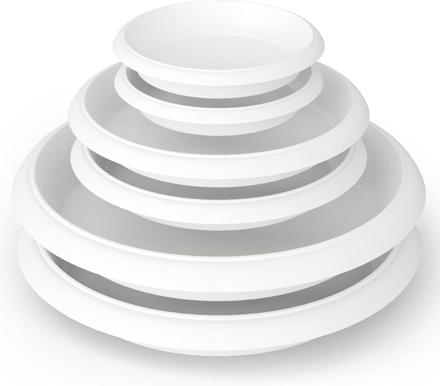 Plant Saucer 6 Pack Drip Trays Planter Pot Base Heavy Duty Plastic Drainage Tray for Indoor Houseplants Outdoor Garden 5 inch 8 inch 11 inch 3 Sizes 2 Each Round (White)