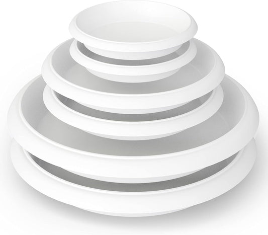 Plant Saucer 6 Pack Drip Trays Planter Pot Base Heavy Duty Plastic Drainage Tray for Indoor Houseplants Outdoor Garden 5 inch 8 inch 11 inch 3 Sizes 2 Each Round (White)
