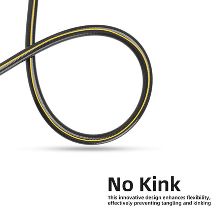 Solution4Patio Long Black Garden Hose 5/8 in. x 50 ft. -Kink Free, No Leaking, Male/Female Fittings -Heavy Duty Durable Flexible Lightweight Water Pipe -Brass Aluminum Ends for Household & Yard Use