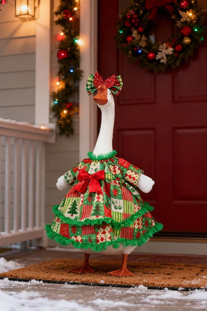 Christmas Porch Goose Outfit - 23" Goose Costume Festive Outfit for Cement Plastic Goose Statue – Funny Outdoor Decor,Lawn Yard Decor,Patio & Christmas Garden