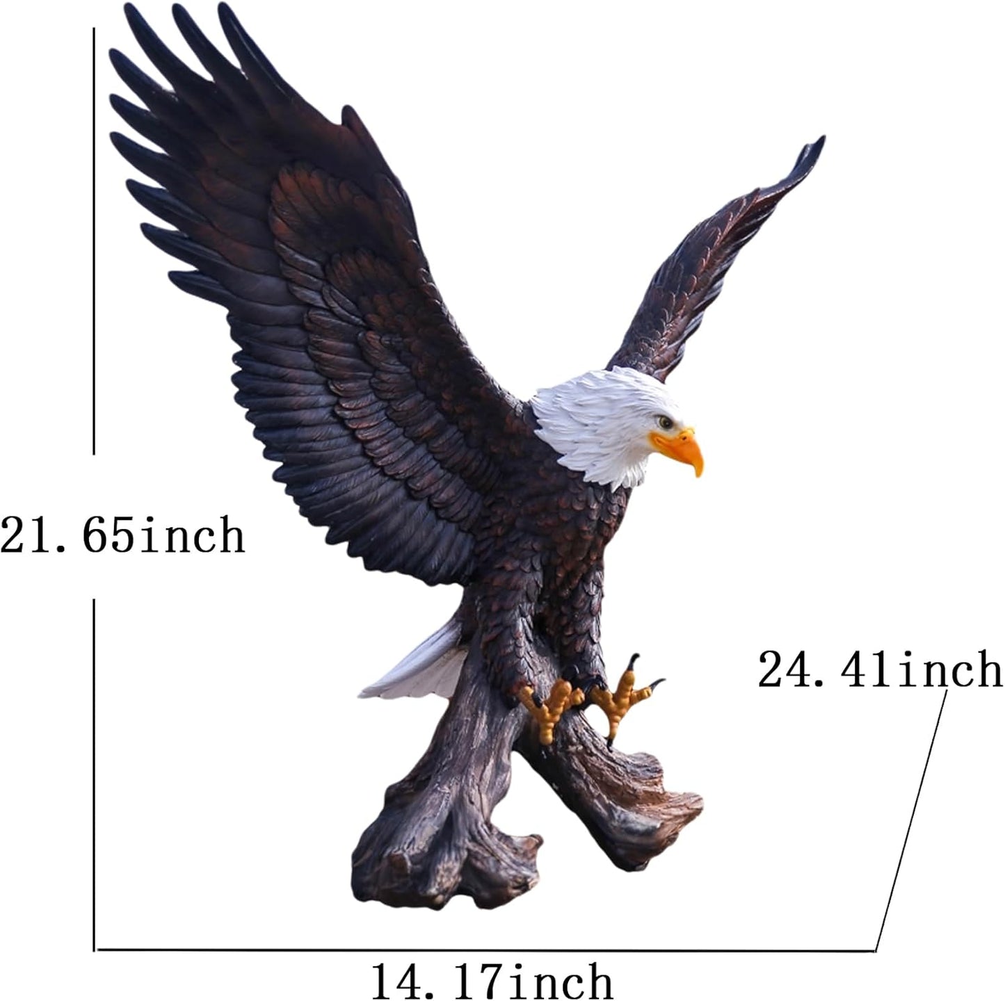 Magnificent Bald Eagle Statue - Durable Resin Outdoor Garden Sculpture & Yard Art Decor for Lawn, Patio, or Living Room – Large Lifelike Figurine, Weather-Resistant Finish