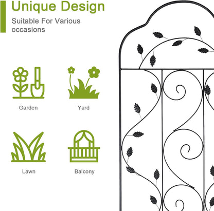 hogardeck Metal 84 * 19 Garden Trellis 2-Packs for Climbing Plants Flowers Vegetables Planting Arched Outdoor Decoration for Courtyards Lawns Gardens