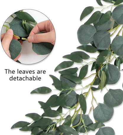 3 Strands Artificial Vines Kit, 78" Silk Eucalyptus Ivy Garland Green Leaves Natural Odorless, Fake Greenery Hanging Plants Decoration for Home, Bedroom, Wall, Party, Wedding Decor