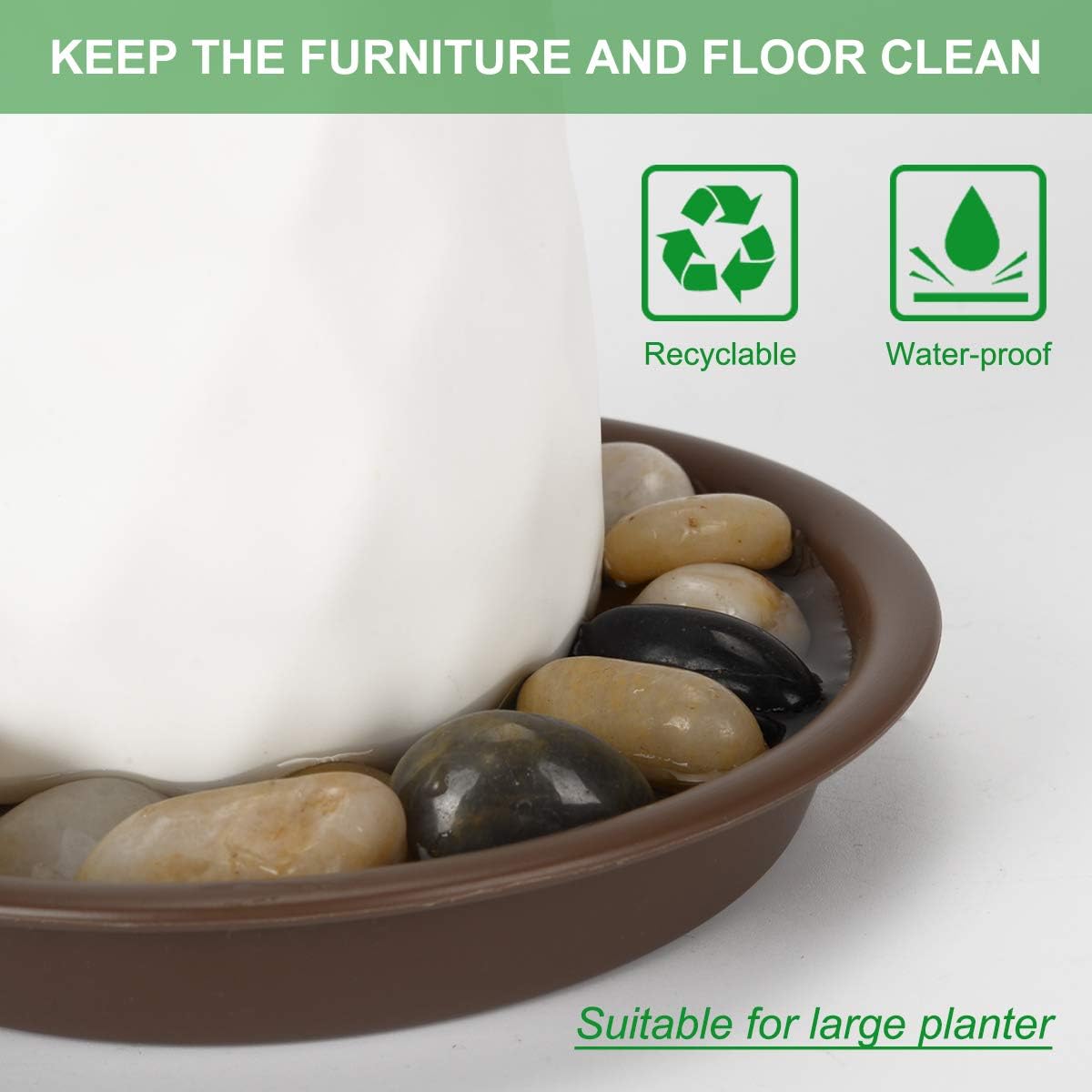 Plant Saucer 10 inch, Heavy Large Planter Durable Thicker Plastic Plant Trays for Indoors and