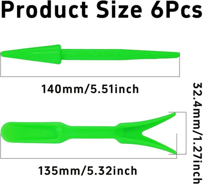 6PCS Mini Garden Hand Succulent Transplanting Tools Set, Plastic Seedling Dibber and Digging Tools for Indoor Gardening, Home Plant Care, Repotting, Lawn Maintenance(Green)