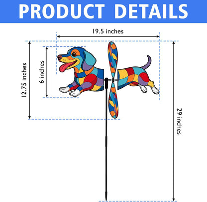 Dachshund Petite Spinner Outdoor, Dachshund Dog Wind Spinner for Yard and Garden