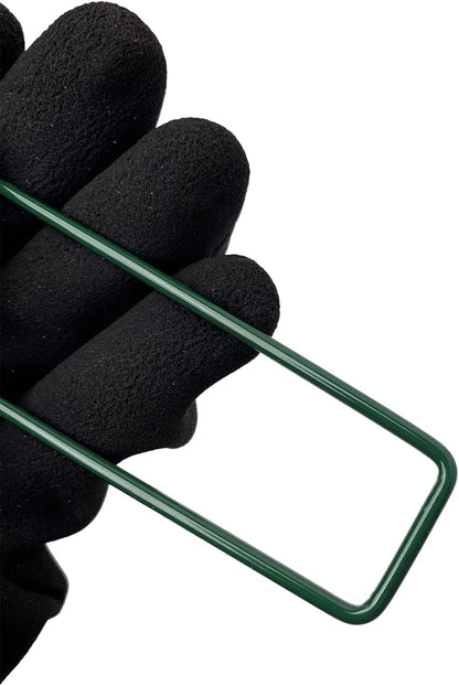 15Pcs Metal Garden Landscape Stakes 6 Inch Landscape Staples,Green Baked Enamel U Stakes for Ground for Weed Barrier,Outdoor Decoration,Tarps,Irrigation Pipes Fixed