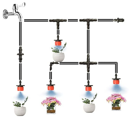 320 Pcs Drip Irrigation Fittings Kits for 1/4" Tubing, Drip Irrigation Barbed Connectors, Drip Line Connectors for Drip Systems(4-Way Coupling, Tee, Elbow, End Plug, Coupling)