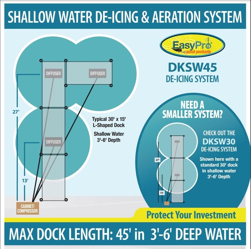 EasyPro DKSW45 Diffused Air De-Icing System for Shallow Water - up to 45' Dock