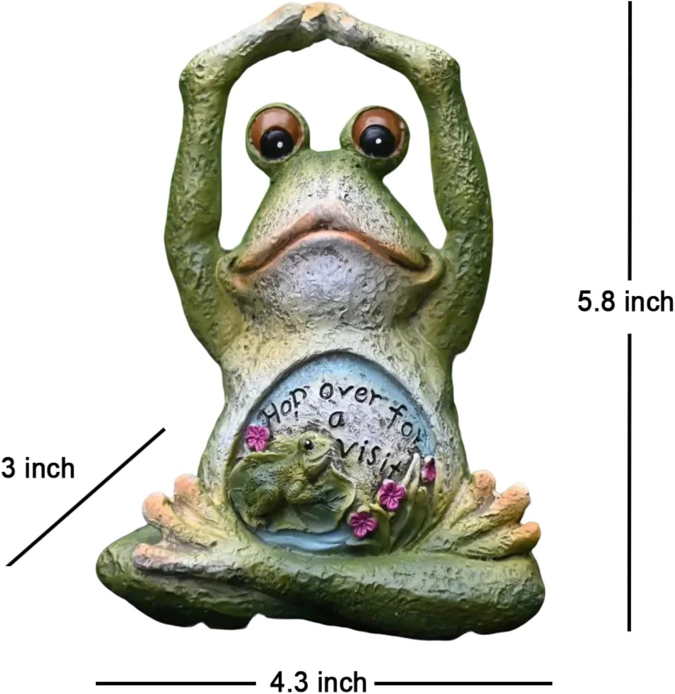 OwMell Frog Statue for Garden, Green Frog Figurine for Outdoor Decor Yard and Garden Decoration Resin Sculpture 6 Inches - Yoga
