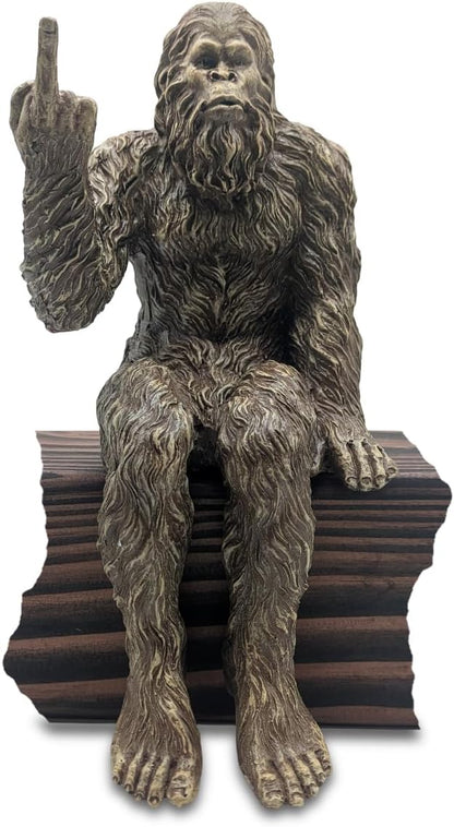 John Bernard & Company Bigfoot The Rude ‘Flipping The Bird’ Sasquatch Yeti Statue/Figurine Indoor/Outdoor Sculpture for Patio, Deck, Home, Office 10 in H Shelf Sitter Figurine (Stonewash)