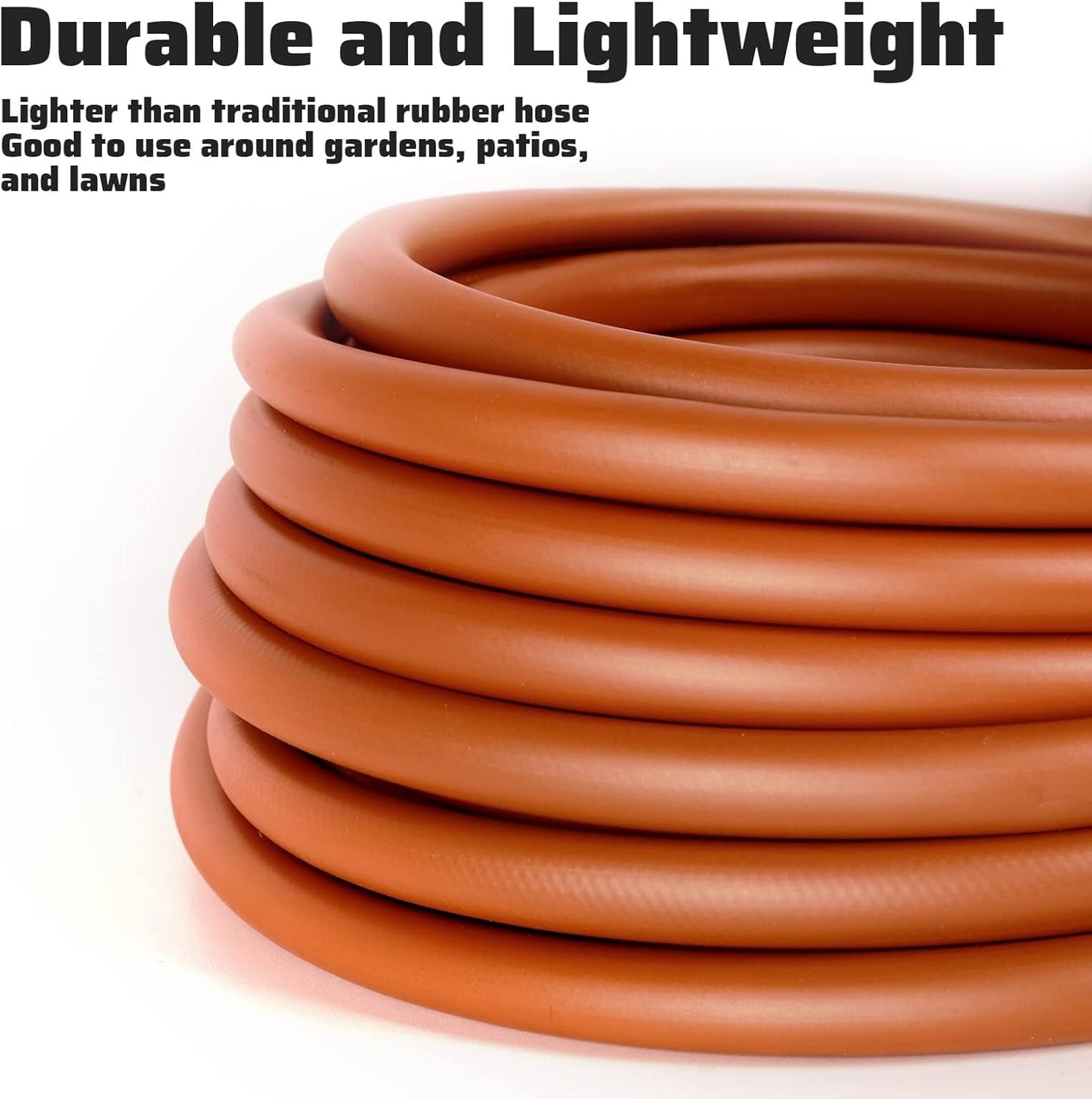 Worth Short Lead-in Hybrid Garden Hose 5/8 in. x 10 ft. -Kink Free, No Leaking, Male/Female Fittings -Heavy Duty Durable Flexible Lightweight Water Pipe -Brass Aluminum Ends for Household & Yard Use