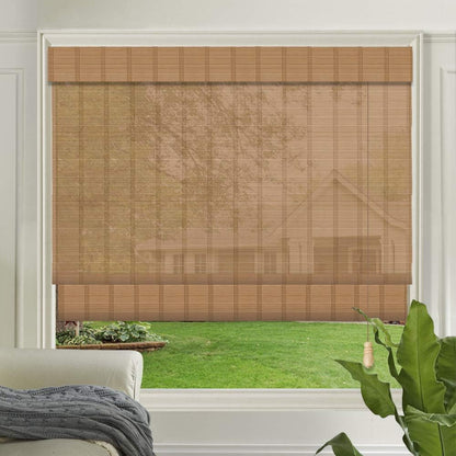 LETAU Wood Window Roman Shades, Bamboo Light Filtering Window Blinds for Indoor Home, Office, Kitchen, Pattern 3
