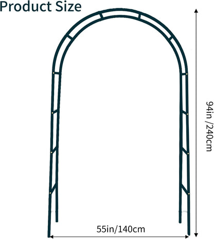 RUBFAC 94" Metal Garden Arch Trellis for Climbing Plants Outdoor, Garden Arbors and Arches, Halloween Archway for Pumpkin Balloon Rose Vines Wedding Christmas Birthday Party Decorations, Army Green