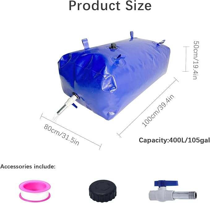 XITAO 105Gal/400L Water Storage Bladder Large Capacity Water Storage Containers Portable Foldable Emergency Water Tank Water Bag for RVs, Drought Resistance, Fire Prevention, Agricultural Irrigation