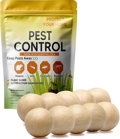 Pest Control, Rodent Repellent, Mouse Repellent, Spider Repellent, Mice Repellent Indoor, Rat Repellent Outdoor, Peppermint Balls for Rodents, Ants, Roach, Pest Repellent,Safe for Kids and Pets-10P