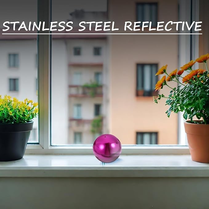 ibasenice Stainless Steel Mirror Reflective Gazing Ball 12 Inch Garden Decor - Purple Decorative Sphere for Outdoor Use 2Pcs Set