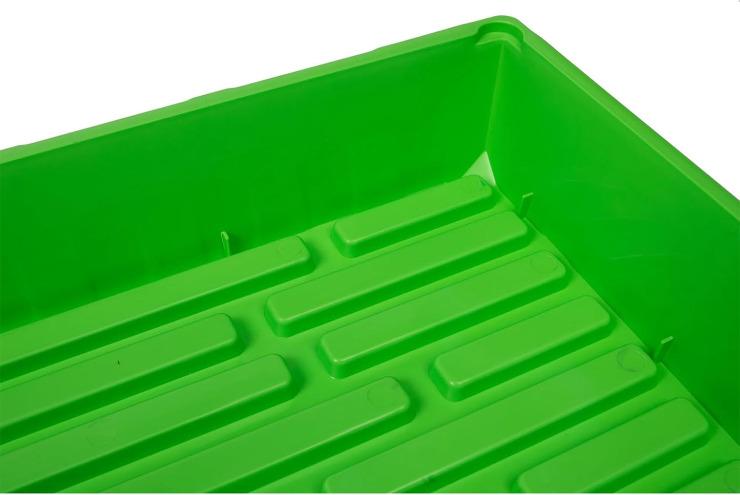 SUNPACK 10" x 20" Mega Plastic Seed Starting Tray, Green, 2.5" - No Drainage Holes, Ideal for Greenhouses or Indoor Gardening - Made of Thick, Strong Plastic