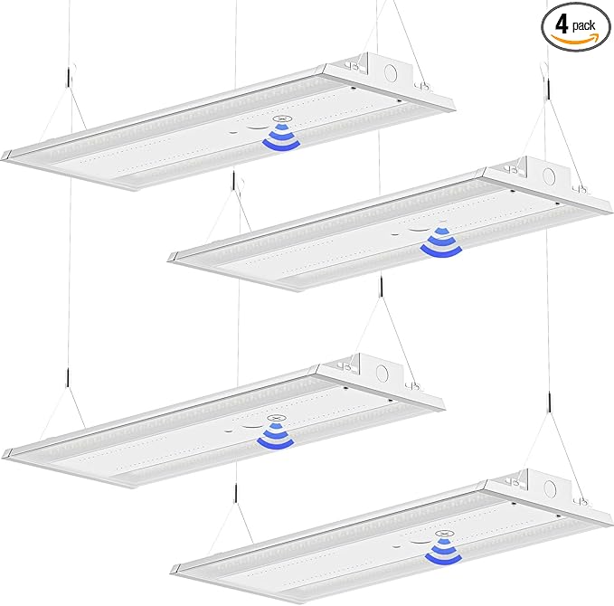 LED Linear High Bay Light 4-Pack, 300W 45000LM 0-10V Dimmable 5000K Daylight, Adjustable High Bay LED Shop Lights Lighting Fixtures for Garage Warehouse Workshop, UL