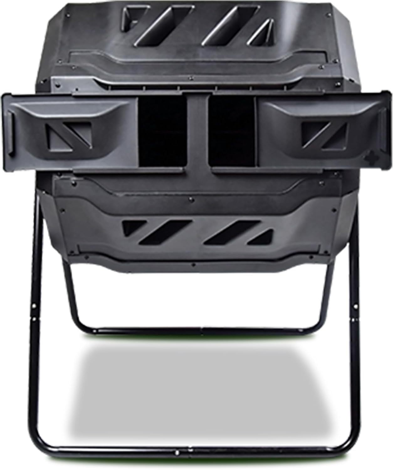 Dual Chamber Tumbling Composter 42 Gal (160L) Black Rotating Outdoor Compost Bin, Double Chamber Rotary Composter, Recycled Plastic with Steel Frame for Backyard and Vegetable Garden