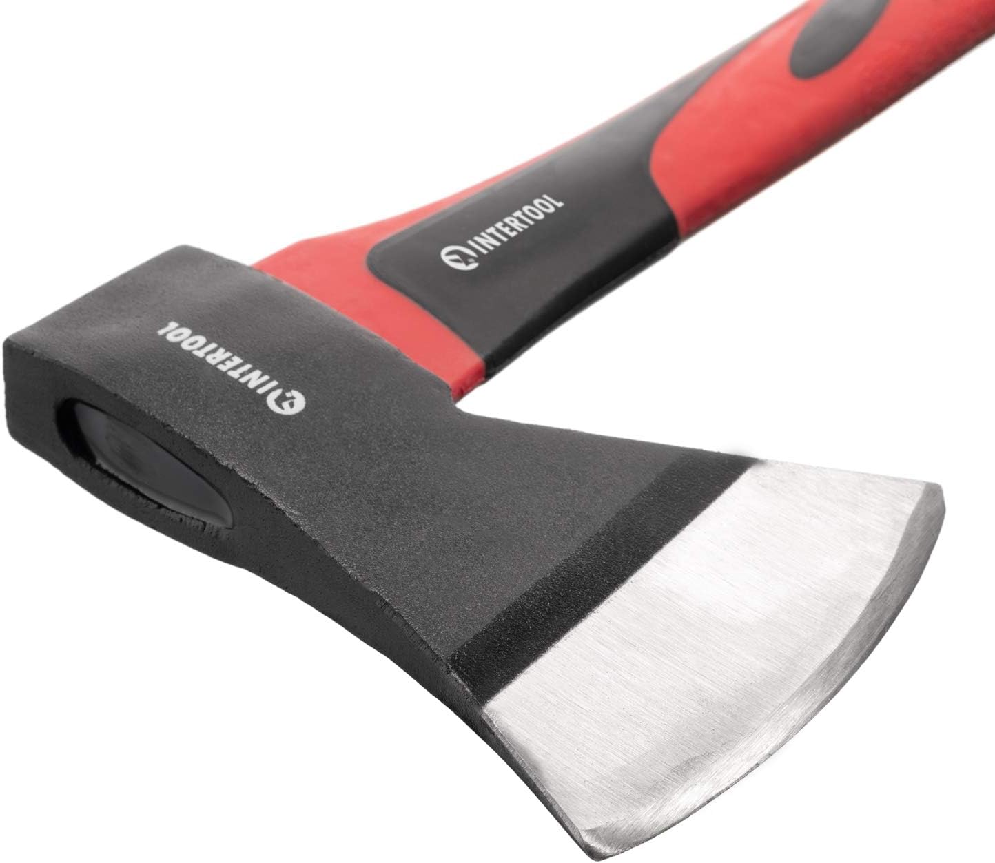INTERTOOL 15” Camping Hatchet Axe – Compact Wood Splitting Tool with Fiberglass Shock-Resistant Handle, Small Axe for Chopping Firewood, Kindling, and Survival Gear – HT-0262