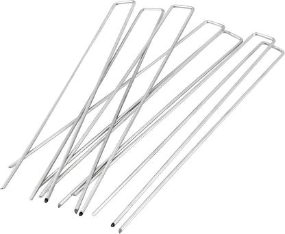 50 PCS 12 Inch 8 Gauge Garden Landscape Staples, Galvanized U-Shaped Landscape Pins, Garden Securing Stakes for Anchoring Landscape Fabric Irrigation Tubing Dog Fencing Weed Barrier Fabric