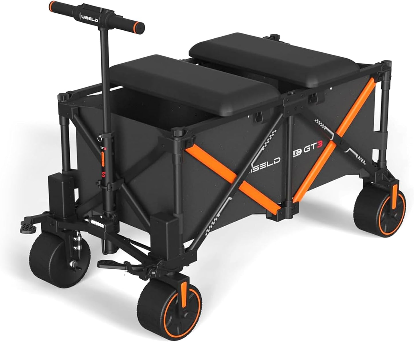 WISELD GT3 Electric Wagon Cart with 2 Seats, Dymanic Load 551LBS/Static 771LBS, All Terrain Wagon, 2 Modes, Reverse Function, Precision Steering, for Shopping, Sports, Garden, Camping
