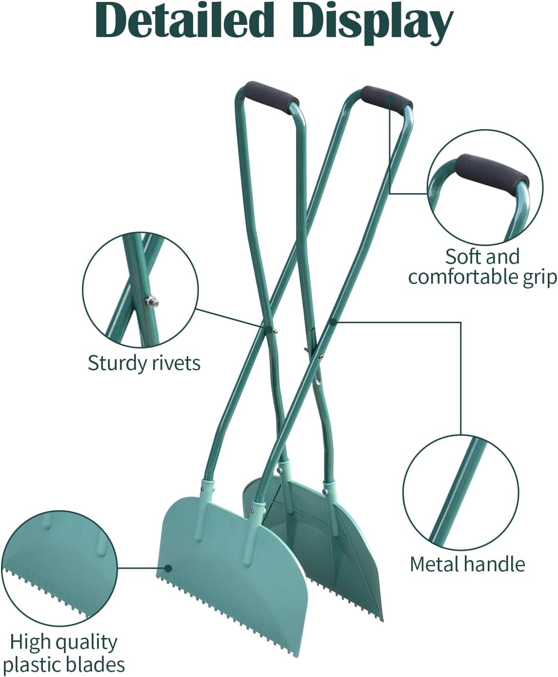 Leaf Grabber Leaf Rake Picker Upper Scoops with Long Handle Garden Rake for Yard Work Yard Tools for Lawn Cleaning