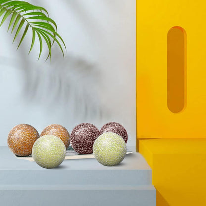 6 PCS 2.5inch Glass Mosaic Sphere Balls Round Christmas Table Bowls Vases Centerpieces Set Decorative Orbs Living Room Festival Table Party Wedding Dining Home Tray Solid