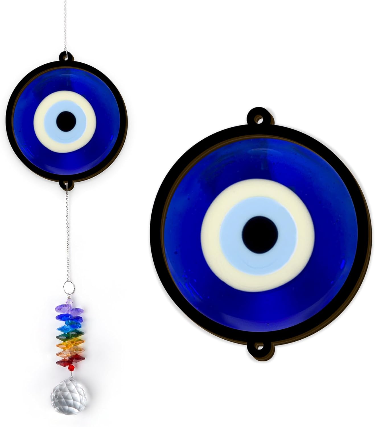 2 Layered Ornament Suncatcher - Blue Evil Eye - Good Luck Protection Presents - Protective Amulet Birthday Gifts for Women, Men - Home Decorations - Window Hanging Decor
