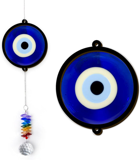2 Layered Ornament Suncatcher - Blue Evil Eye - Good Luck Protection Presents - Protective Amulet