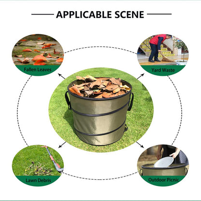 Camping Trash Can, Pop-Up Trash Can/Recycle Bin, Reusable Yard Waste Bags/Lawn Bags/Leaf Bags, Car Garbage Can, Foldable Camping Recycling Bin 2-Pack (Green10gallons)