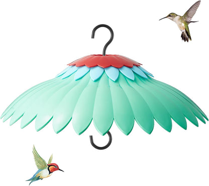 Squirrel Baffle for Hanging Bird Feeder Rain Cover for Outside Weather Guard Protect Feed from Sun Red Dome Attract Hummingbirds, Moat Proof, Easy to Clean-14inch Green