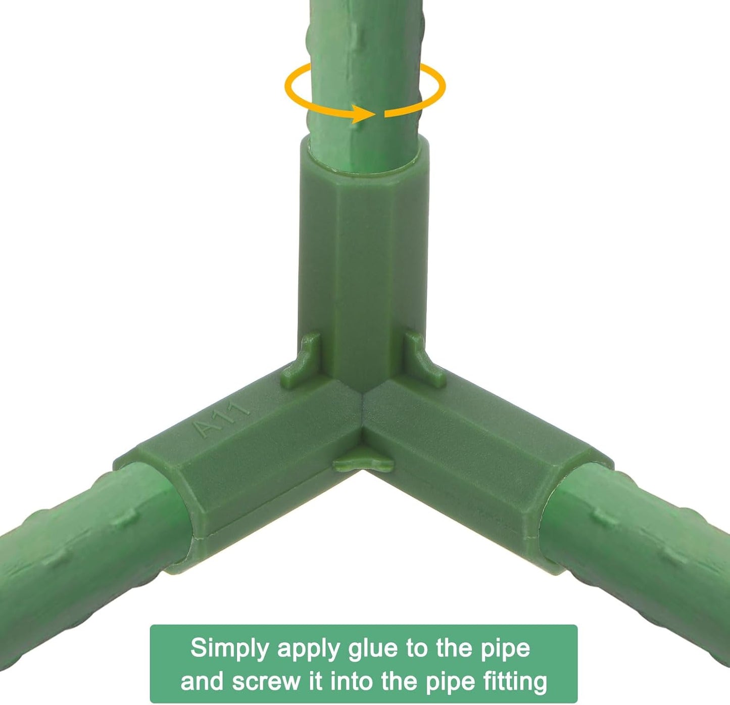 16 Pcs 19mm Greenhouse Frame Building Connectors, 4 Types Pipe Fitting for Grape Trellis/Sunscreen Shed/Gardening Plant Stakes, Greenhouse Accessories [Green]