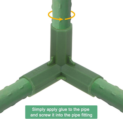 12 Pcs 11mm Greenhouse Frame Building Connectors, 4 Way Flat Pipe Fitting for Grape Trellis/Sunscreen Shed/Gardening Plant Stakes, Greenhouse Accessories [Green]