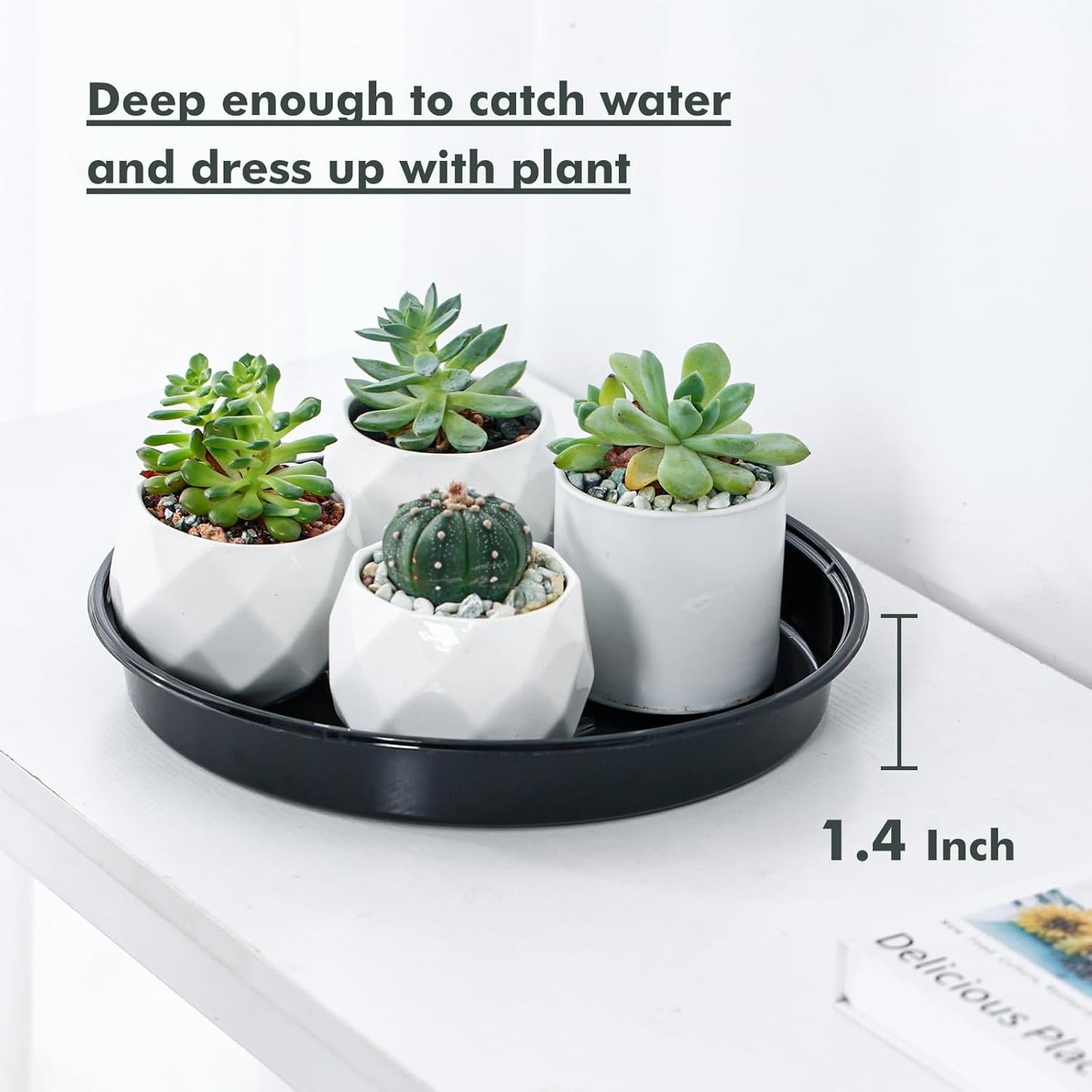 Plant Saucer 15 Pack Plant Trays for Pots 10 Inch Plastic Plant Saucers for Outdoors and Indoors Black Drip Trays for Potted Plants Flower Pot Plates to Catch Water Plant Drainage Dishes No Holes