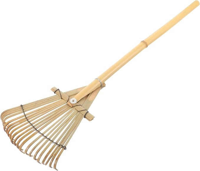 HANABASS Garden Rake Small Rake Bamboo Kids Leaf s for Lawns Garden Patio