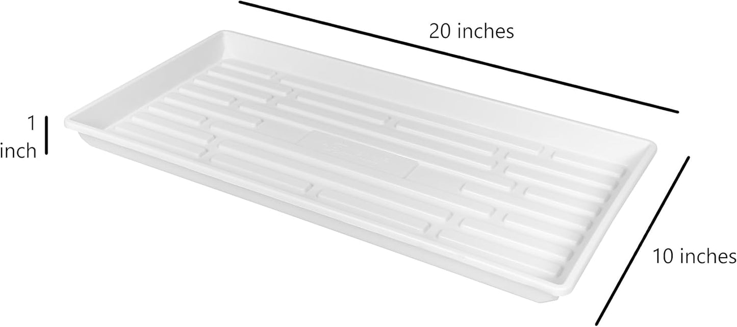 SUNPACK 10" x 20" Heavy Duty Shallow Plastic Seed Starting Tray, White, 1" (Pack of 10) - No Drainage Holes, Perfect for Greenhouses or Indoor Gardening