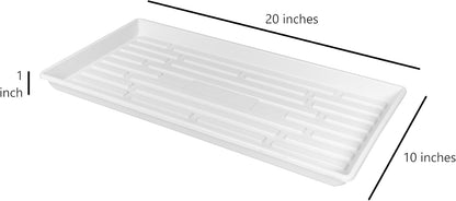 SUNPACK 10" x 20" Heavy Duty Shallow Plastic Seed Starting Tray, White, 1" (Pack of 10) - No Drainage Holes, Perfect for Greenhouses or Indoor Gardening