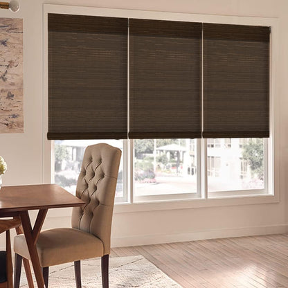 LETAU Cordless Wood Window Roller Shades, Bamboo Light Filtering Window Blinds for Indoor Home, Office, Kitchen, Pattern 3