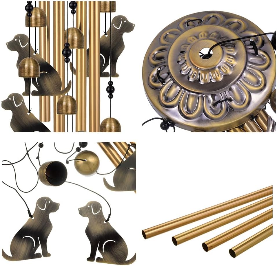 Bronze Dogs Wind Chimes Decor, Mobile Blessing Wind Bells Decorate, Sympathy Wind Catcher, Memorial Gifts for Mom,Grandma,Woman (Housewarming/Outside/Indoor/Home/Room/Porch/Yard/Garden Decoration)